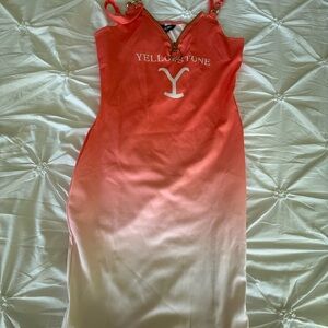 Chic Coral and Cream Midi Dress